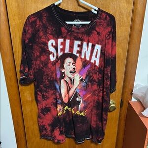 Selena Graphic Tie-Dye Women's Top - Red and Black